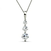 CATE & CHLOE Willow 18k White Gold Plated 3-Stone Necklace with Swarovski Crystals Gift for Women