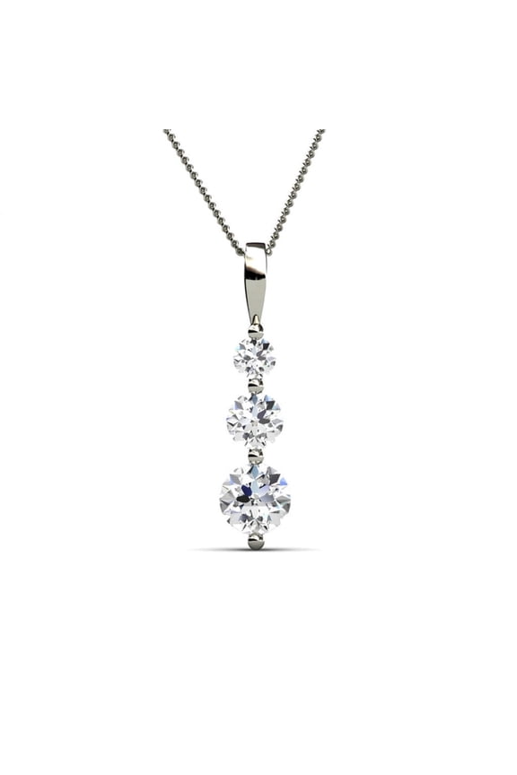 Willow 18k White Gold Plated 3-Stone Necklace with Swarovski Crystals Gift for Women