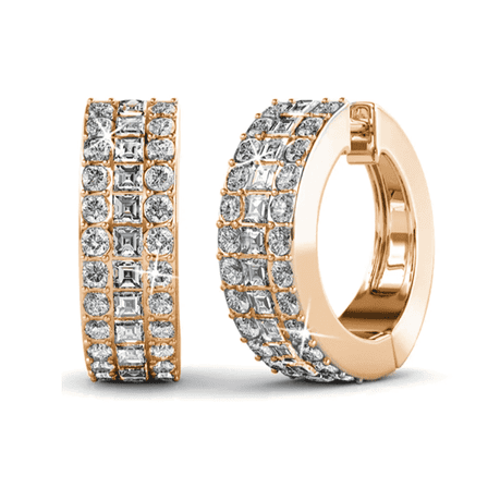 Cate & Chloe Wrenley 18k Rose Gold Plated 16mm Hoop Earrings with Swarovski Crystals for Women