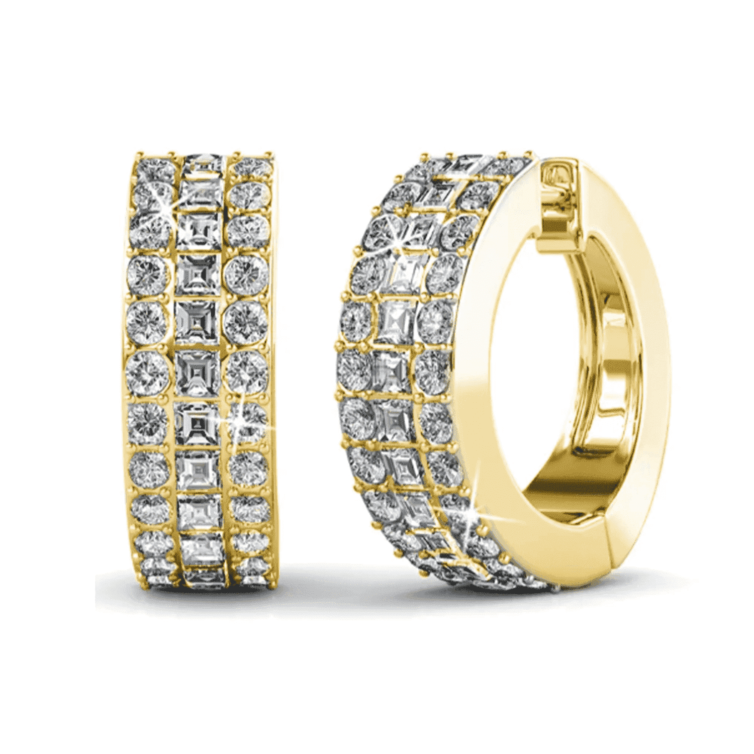 Cate & Chloe Wrenley 18k Yellow Gold Plated 16mm Hoop Earrings with Swarovski Crystals for Women