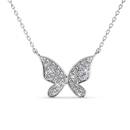 Cate & Chloe Yuenen 18k White Gold Plated Butterfly Necklace with Swarovski Crystals for Women