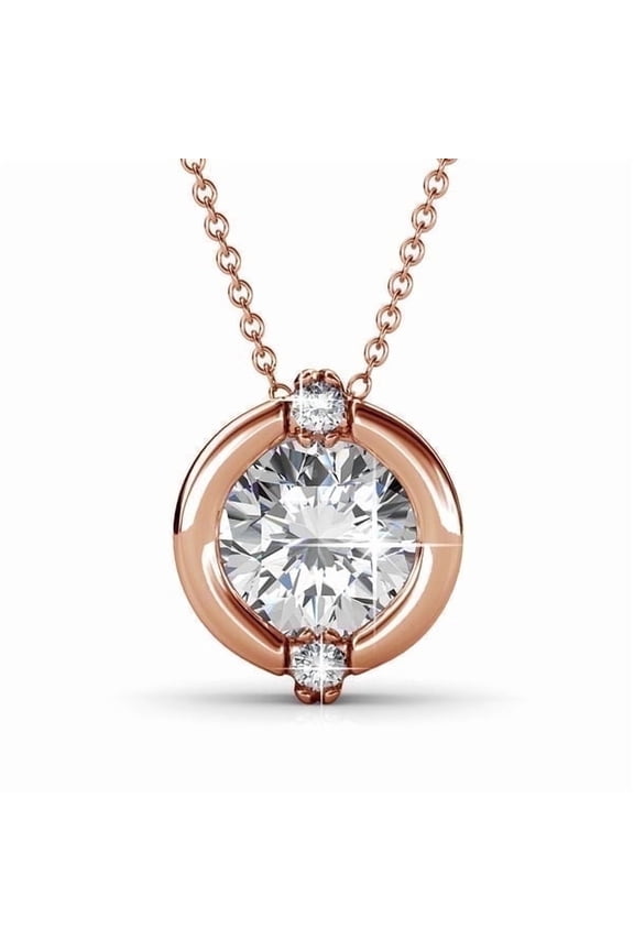 Zara 18k Rose Gold Plated Necklace with Round Cut Swarovski Crystal Gift for Women