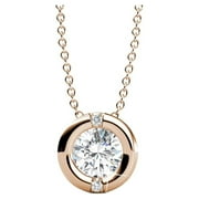 Cate & Chloe Zara 18k Rose Gold Plated Necklace with Solitaire Round Cut Crystal, Necklace for Women
