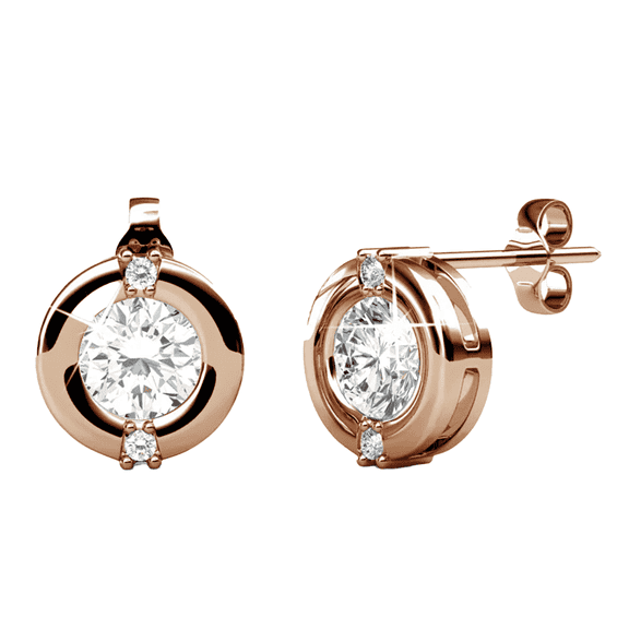 Cate & Chloe Zara 18k Rose Gold Plated Stud Earrings with Swarovski Crystals Gift for Women