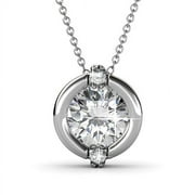 CATE & CHLOE Zara 18k White Gold Plated Necklace with Round Cut Swarovski Crystal Gift for Women