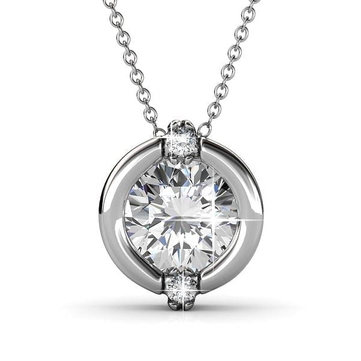 Zara 18k White Gold Plated Necklace with Round Cut Swarovski Crystal Gift for Women