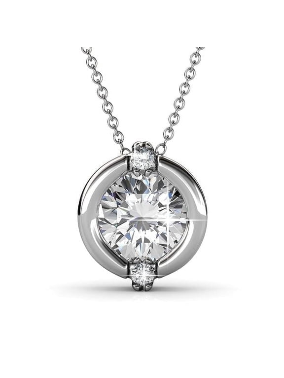 Zara 18k White Gold Plated Necklace with Round Cut Swarovski Crystal Gift for Women