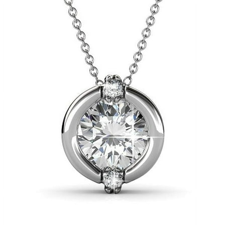 Cate & Chloe Zara 18k White Gold Plated Necklace with Round Cut Swarovski Crystal Gift for Women