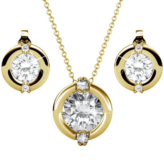 Cate & Chloe Zara 18k Yellow Gold Plated Women's Stud Earrings and Necklace Set, Swarovski Crystals