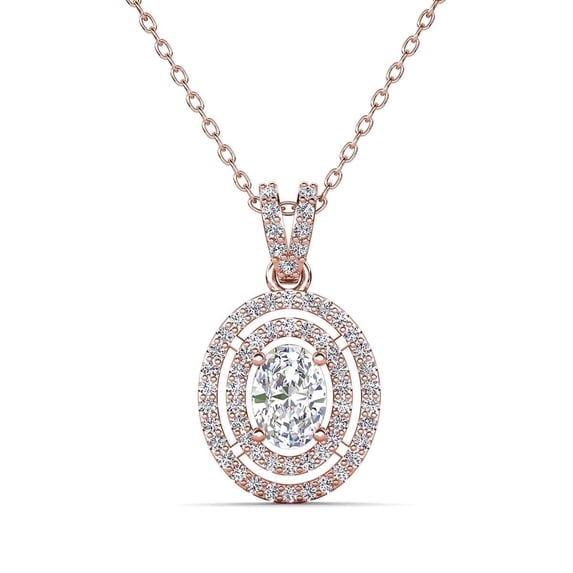 Cate & Chloe Zelda 18k Rose Gold Plated Pendant Necklace with Simulated Diamond Crystal for Women