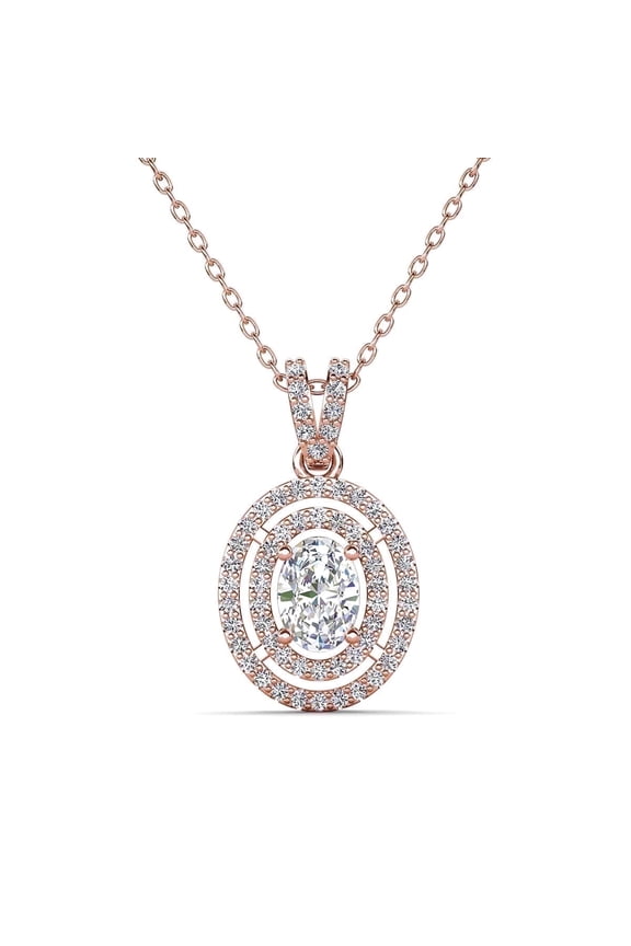 Zelda 18k Rose Gold Plated Pendant Necklace with Simulated Diamond Crystal for Women