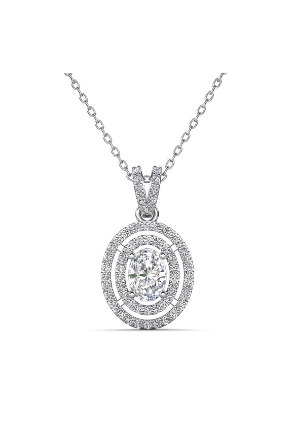 Zelda 18k White Gold Plated Pendant Necklace with Simulated Diamond Crystal for Women