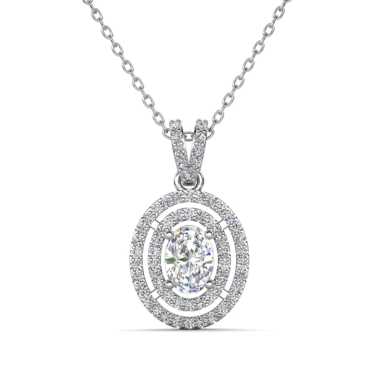 Walmart Deal of Cate & Chloe Zelda 18k Gold Plated Oval Diamond Solitaire Cluster Pendant Necklace