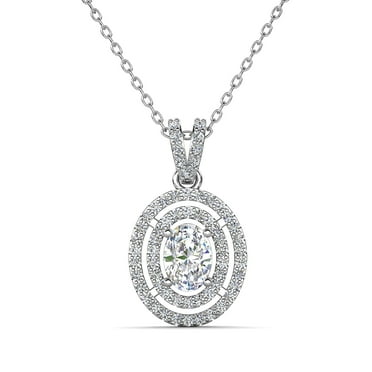 Cate & Chloe Zelda 18k White Gold Plated Pendant Necklace with Simulated Diamond Crystal for Women