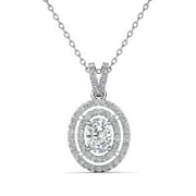 CATE & CHLOE Zelda 18k White Gold Plated Pendant Necklace with Simulated Diamond Crystal for Women