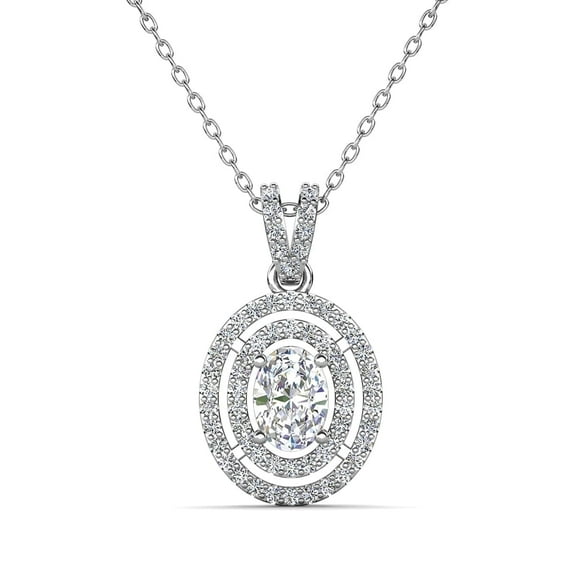 Cate & Chloe Zelda 18k White Gold Plated Pendant Necklace with Simulated Diamond Crystal for Women