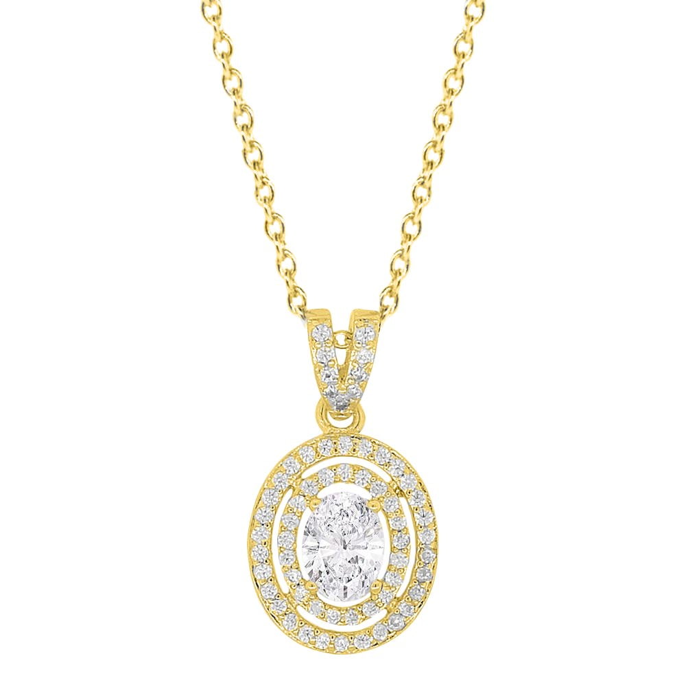 Cate & Chloe Zelda 18k Yellow Gold Plated Pendant Necklace Cluster Solitaire Oval Cut Diamond