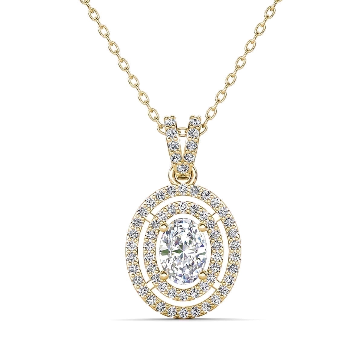 Cate & Chloe Zelda 18k Yellow Gold Plated Pendant Necklace with Simulated Diamond Crystal for Women