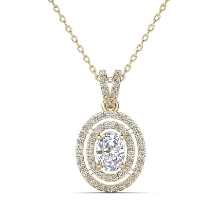 Cate & Chloe Zelda 18k Yellow Gold Plated Pendant Necklace with Simulated Diamond Crystal for Women