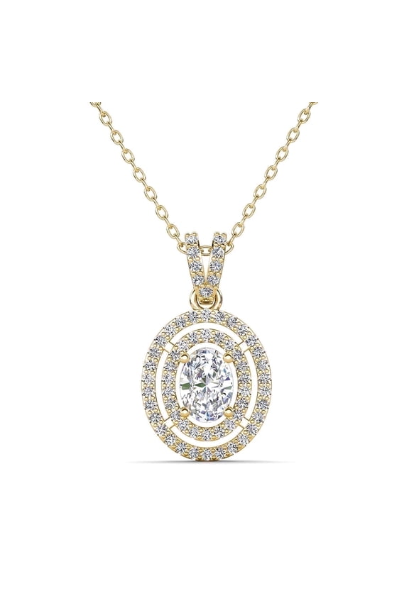 Zelda 18k Yellow Gold Plated Pendant Necklace with Simulated Diamond Crystal for Women