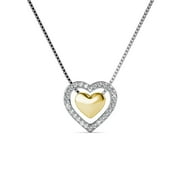 Cate & Chloe Zendaya 18k White Gold Plated Heart Halo Pendant Necklace with Swarovski Crystals | Rose Gold Heart Pendant