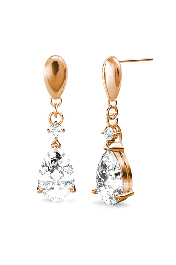 Zoey 18k Rose Gold Plated Teardrop Earrings with Swarovski Crystals Gift for Women