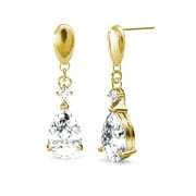 Cate & Chloe Zoey 18k Yellow Gold Plated Teardrop Earrings w/ Swarovski Crystals, Tear Drop Dangling Earring Set for Women, Pear Shaped Chandelier Wedding Fashion Jewelry - MSRP $142