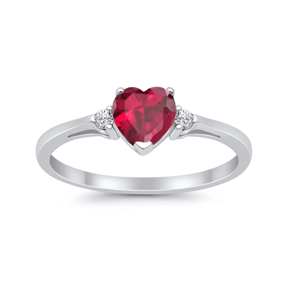 Cate's Jewelry Sterling Silver 6mm Simulated Ruby Heart Ring