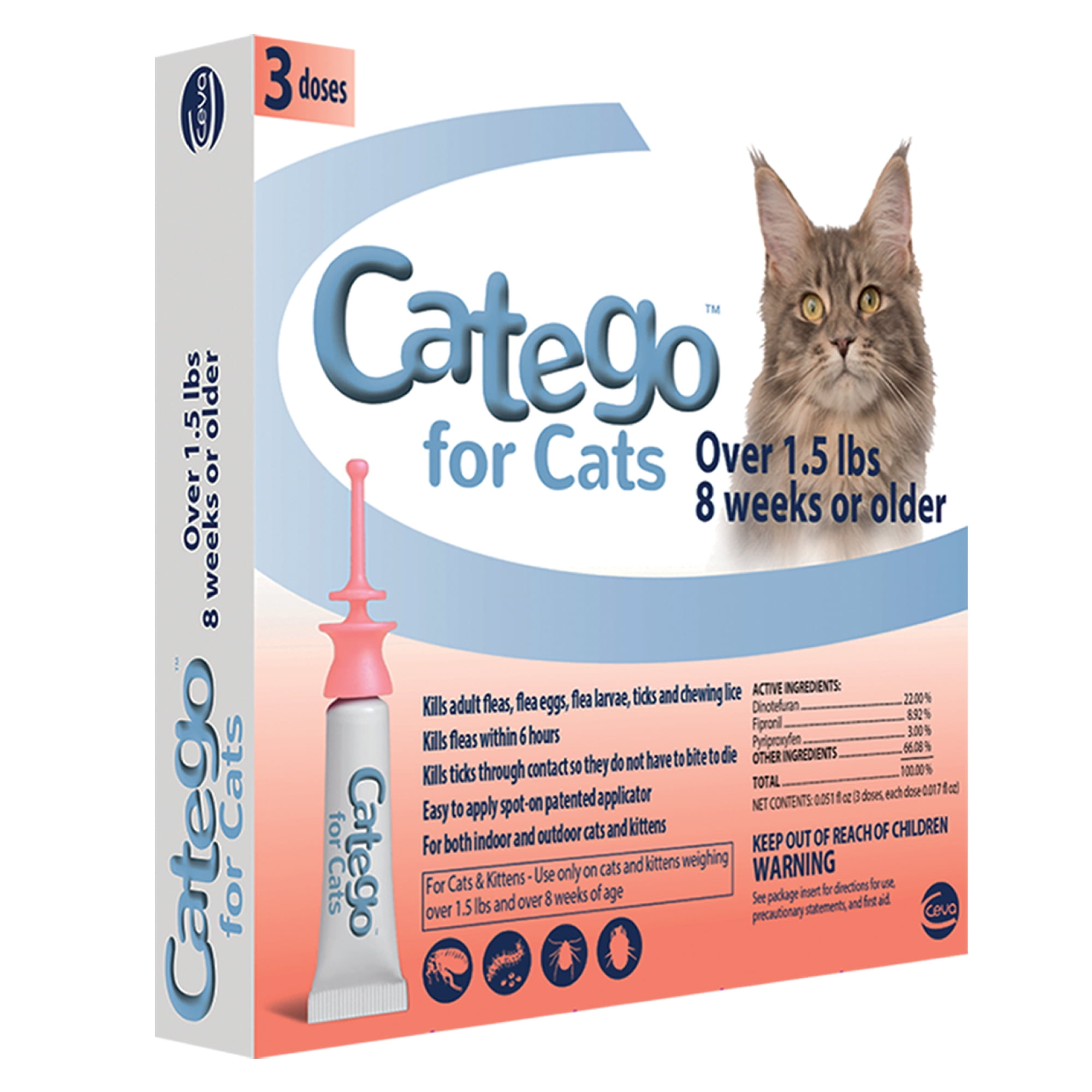 Catego Flea & Tick Control Drops for Cats & Kittens (3 Doses)