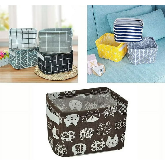 Categorized Double Color Double Space Large Toy Storage Bins with Lids Collapsible Stackable Toy Box/Chest/Organizer, Brown Cat