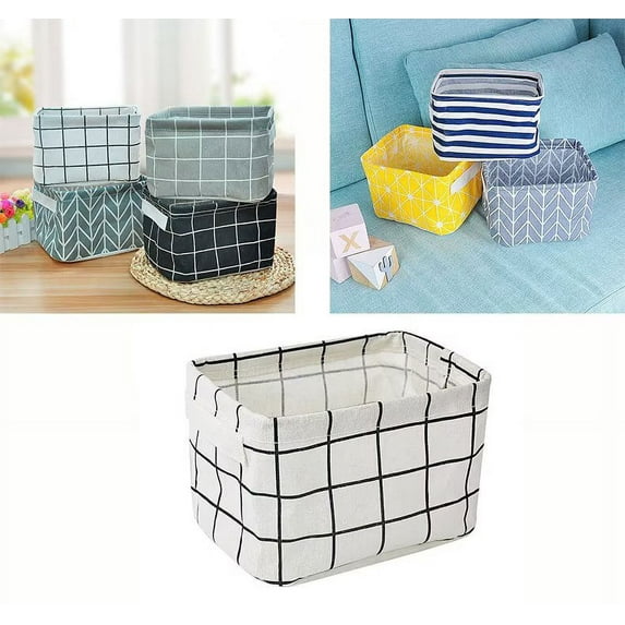 Categorized Double Color Double Space Large Toy Storage Bins with Lids Collapsible Stackable Toy Box/Chest/Organizer, White Plaid