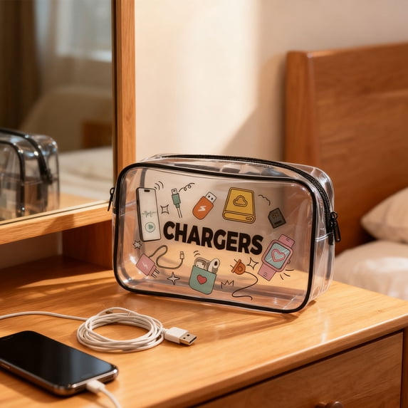 Categorized Transparent Storage Bags, Four Pattern For Toiletries Cosmetics Medicines Electronics, Portable Travel Organizer (A)