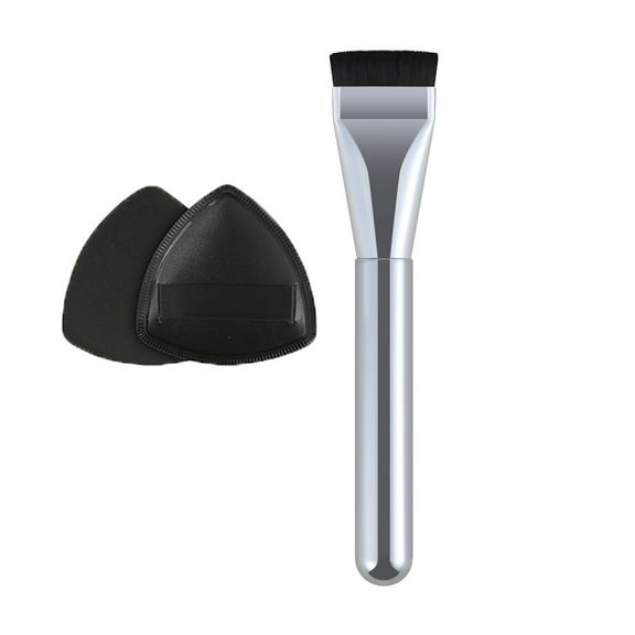 Category Brush | Triangular Powder Puff Combination Line Foundation Brush Non Eating Powder Flat Brush Sponge Light And Traceless Concealer Brush Makeup Brush, 5.1*1.06 in, Silver