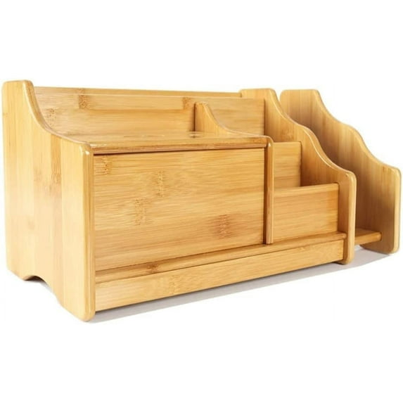 Catekro Large Capacity Desk Supplies Organisers Desk Storage Box Pen Holder/Bookcase Wood, 30.5 * 18.5 * 18cm