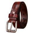 thumbnail image 1 of Catelles Durable Brown Leather Belt with A Silver Pin Buckle, Suitable for Daily Office Use, Gift Box Set with Punch Tool&For waist 44 in Width 1.5 in(3.8cm), 1 of 10