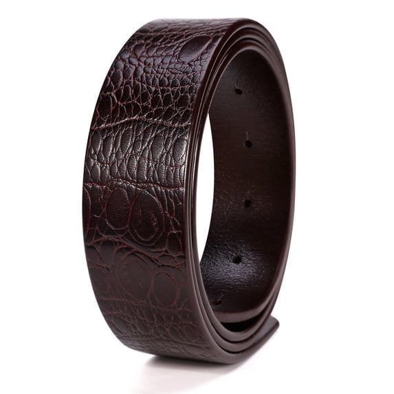 Catelles Genuine Leather Cowhide Crocodile Pattern Men's Belt, Wear-resistant, Dark Coffee Color, Headless Style, Business Casual, Gift Box Packaging&For waist 48in Width 1.5in(3.8cm)