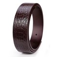 thumbnail image 1 of Catelles Genuine Leather Crocodile Pattern Men's Brown Belt , No Buckle, Compatible with Various Belt Heads, Wear-resistant, Gift Box Packaging&For waist 50in Width 1.5in(3.8cm), 1 of 8