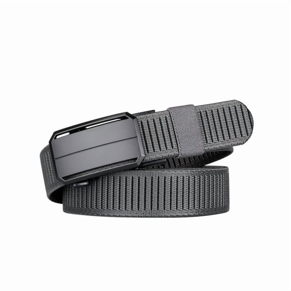 Catelles Gray Webbing Canvas Belt with Automatic Alloy Buckle - Durable Stretch Belt for Outdoor, Work Casual Wear, 120cm