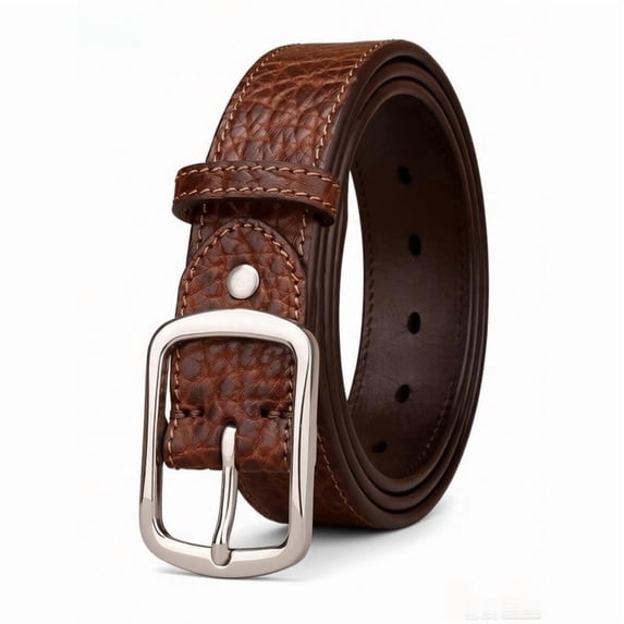 Catelles Men's Camel Genuine Leather Belt Stainless Steel Buckle, Perfect for Casual and Formal Occasions Gift by Box&For waist 44 In Width 1.5 In(3.8cm)