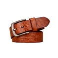 thumbnail image 1 of Catelles Men's Casual Business Camel Leather Belt, Crocodile Pattern Metal Pin Buckle with Hole Puncher, Gift Box Set&For waist 46 in Width 1.5 in(3.8cm), 1 of 9
