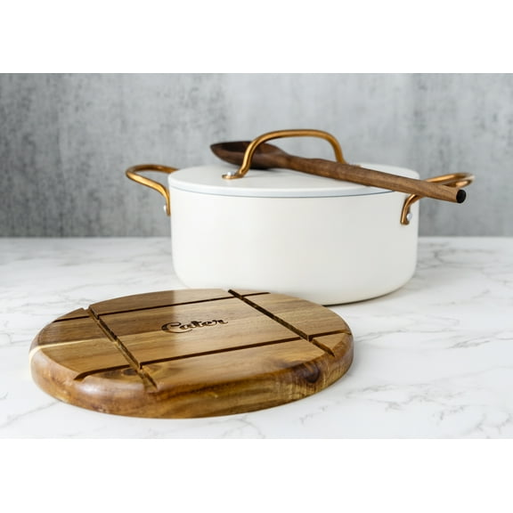 Cater Modern Acacia Wood Trivet for Hot Pots and Pans, 9W X 9D X .075H  (Lea)