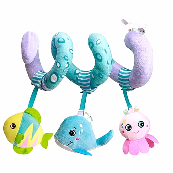 Caterbee Baby Car Seat Toy with Squeak for Boy or Girl for travel 0 Months up(ocean)