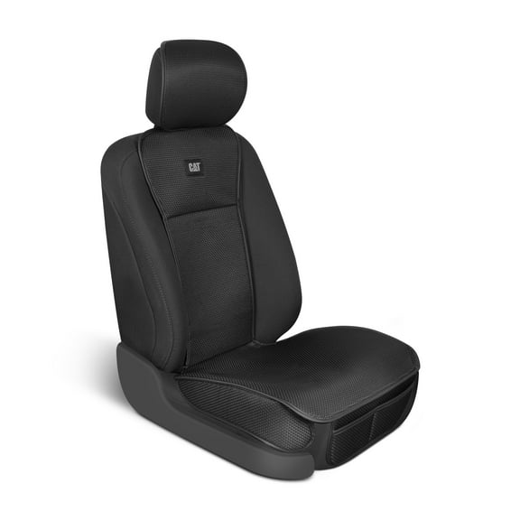 Caterpillar AeroMesh Black Seat Covers for Trucks, Car, & SUV - (1) Front Truck Seat Cover Protector - Breathable Mesh Universal Fit Car Seat Covers - Automotive Seat Covers Top of Seat Protection