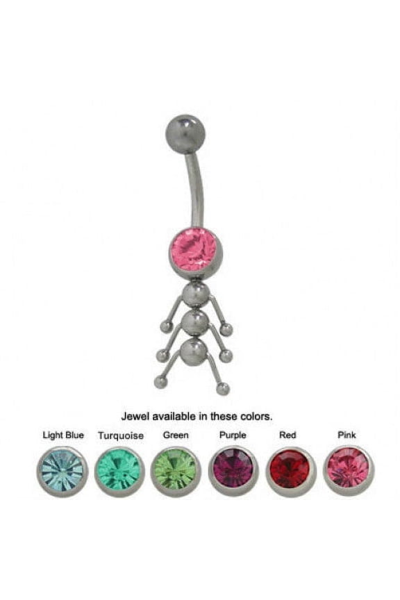 Caterpillar Belly Button Ring with Cz Jewel