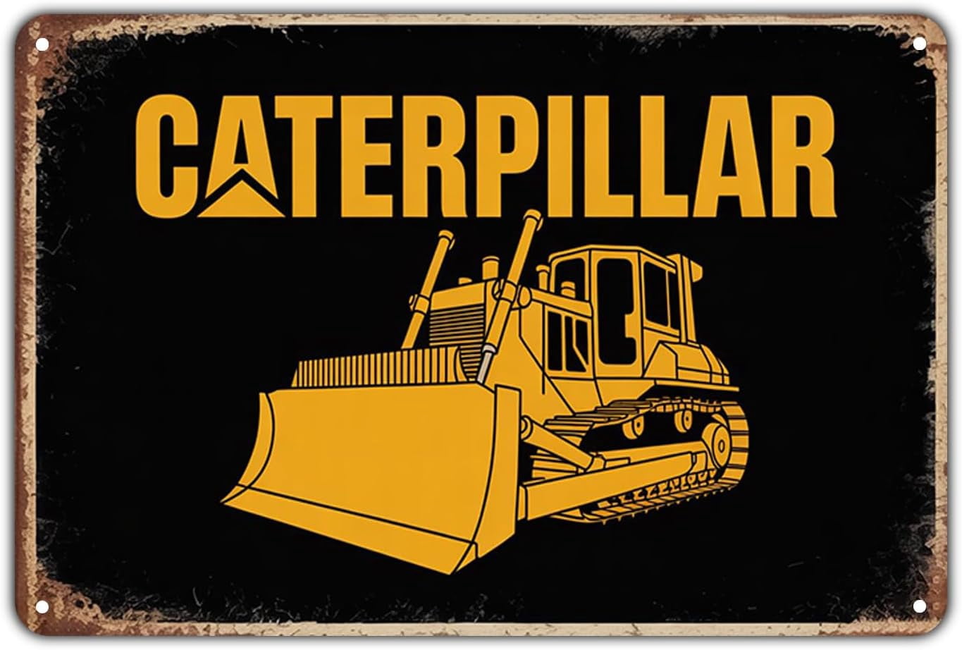 Caterpillar Bulldozer tin sign,Vintage Construction Equipment Metal ...