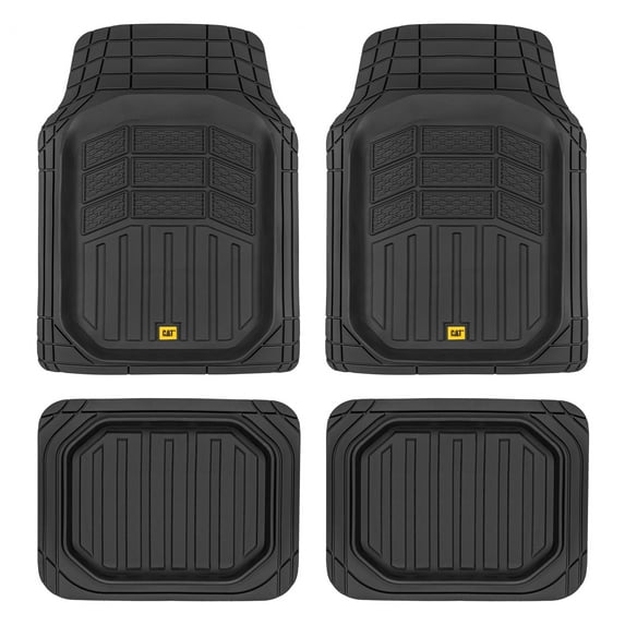 Caterpillar CAMT-9014 (4-Piece) Deep Dish Rubber Truck Floor Mats, Trim To Fit for Car Truck SUV
