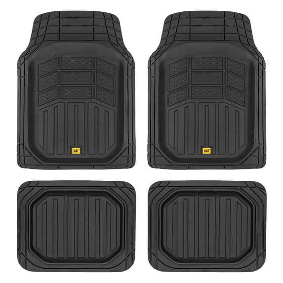Caterpillar CAMT-9014 (4-Piece) Deep Dish Rubber Truck Floor Mats, Trim To Fit for Car Truck SUV