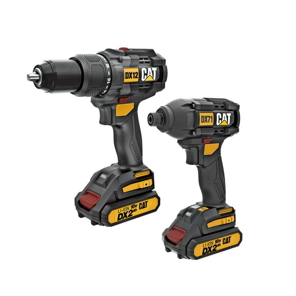 Caterpillar Cat® DX12K 18V Cordless Hammer Drill & Impact Driver Combo Kit with 2 Batteries