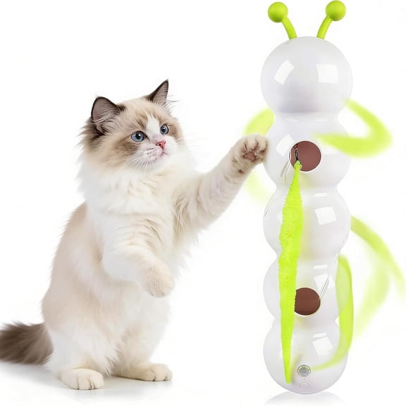 Caterpillar Cat Toy,Interactive Automatic Whack-A-Worm Cat Toy with Smart Sensor, Self-Play Rechargeable Toy with Suction Cup Base for Indoor Cats