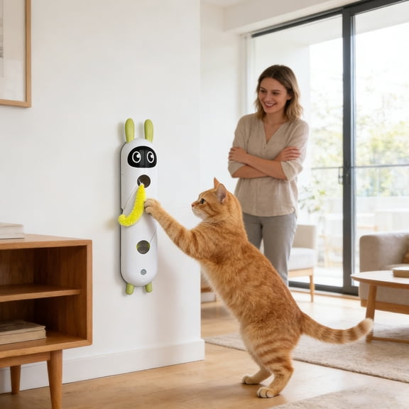 Caterpillar Cat Toys, Interactive Wiggly Worm Cat Toy with Motion Sensor, Interactive Worm Teaser with Realistic Prey Movement, Rechargeable, Vertical Window Play for Cats